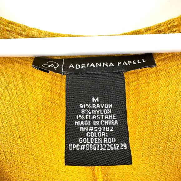Adrianna Papell Size Medium Tunic Yellow Long Sleeve Textured V Neck‎ Workwear - Picture 4 of 4